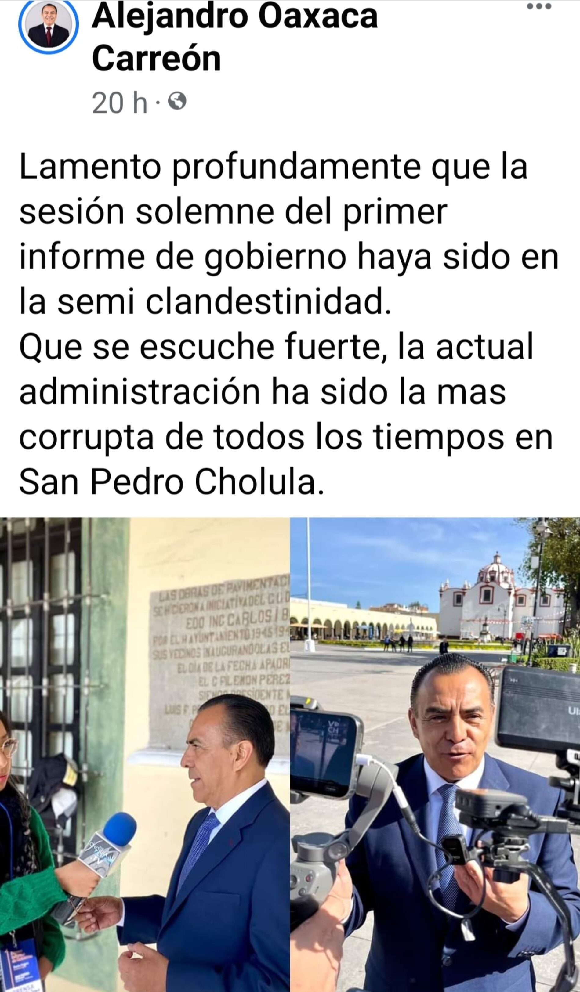 ADMINISTRACIÓN DE CHOLULA, LA MÁS CORRUPTA: REGIDOR